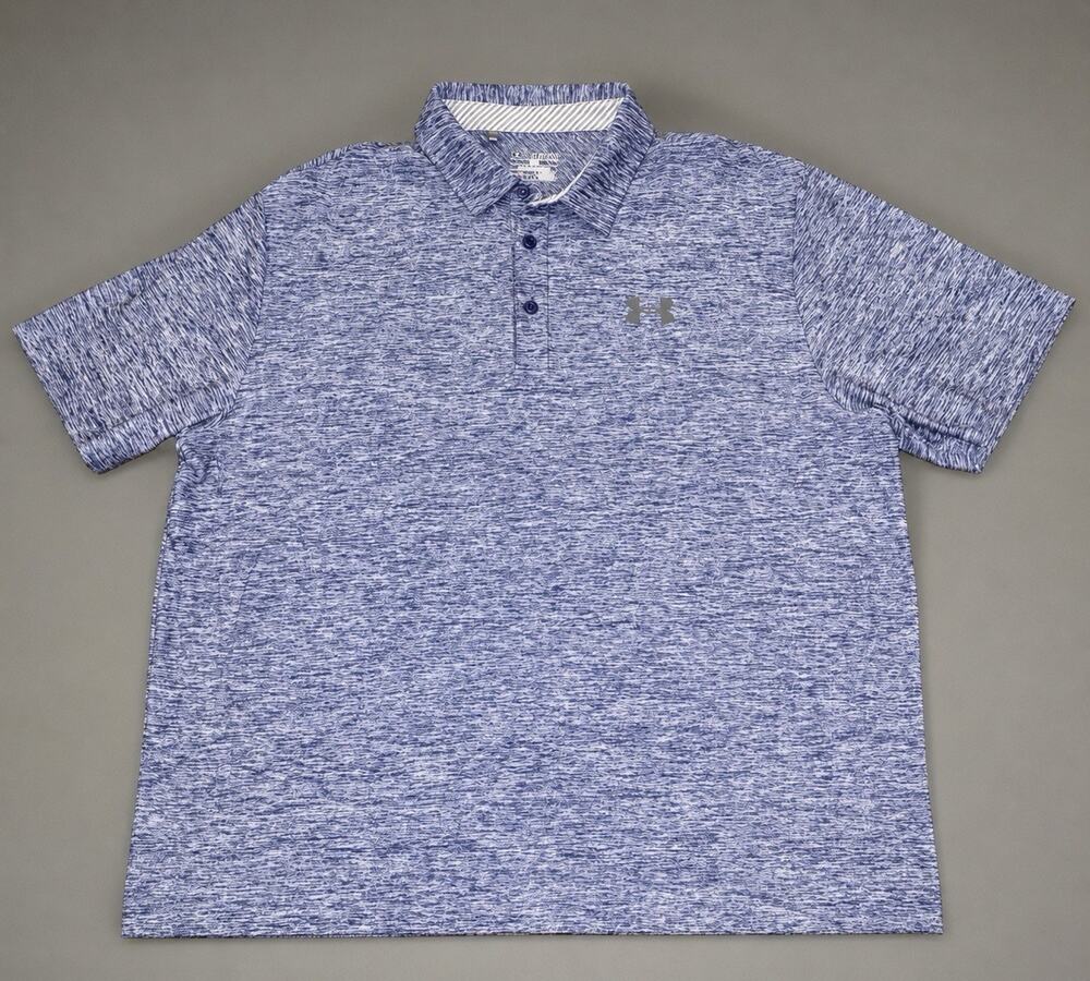 Under Armour Polo Shirt HeatGear Loose Fit 2XL Blue Short Sleeve Performance